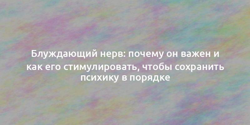 Блуждающий нерв: почему он важен и как его стимулировать, чтобы сохранить психику в порядке